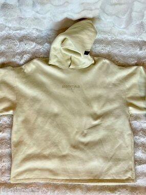 Fear of God Essentials Pullover Hoodie Yellow Pale Lemon Oversized Sweatshirt L